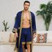 Voya New European And American Baroque Style Satin Robe Shorts Set Nightgown Men's Homewear_ecoleips.com