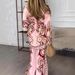 Women's Clothing Fashion Graffiti Print Lapel Shirt Trousers Two Piece Suit_ecoleips.com