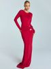 Mozision Cowl Neck Long Sleeve Sexy Maxi Dress Women Elegant Backless Metal Detail Ruched Bodycon Club Party Long Dress Female_ecoleips.com