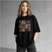 Youthful Casual Printed Short-sleeve European And American Loose-fitting Hong Kong Style 100% Cotton Vintage Top_ecoleips.com