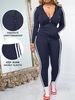 Women's Casual Long Sleeve Zipper Top & Pants Lounge Set | Soft Jogger Outfit For Fall Season_ecoleips.com