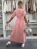 K New Women's Fashionable And Sexy V-neck Long Button Denim Dress_ecoleips.com