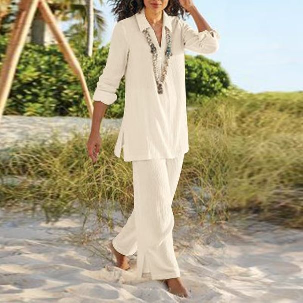 Women's Casual Fashionable Plus Size Suit Cotton And Linen Loose Fit Style New Clothing Set_ecoleips.com