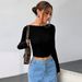Voya Women's Sexy European And American Style T-shirt For Spring And Summer, Backless Design, Short Top_ecoleips.com