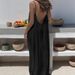 2026 Loose-Fit Spaghetti Strap Dress Women's Casual Homewear Summer Dress Solid-Color Vacation Cool Homewear_ecoleips.com