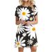 3D Daisy Print Dresses For Summer Plant Flowers Short Sleeve Dress Fashion O-Neck Loose Dress Oversized Women Casual Clothing_ecoleips.com