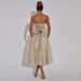 Women's Clothing Summer Elegant Sweet Spicy Solid Color Strapless Off Shoulder Party Cocktail Glitter Mesh Tight Waist Dress_ecoleips.com