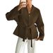 Diyun European And American Casual Vacation Lace-Up Long Sleeve Blazer Women's Clothing 2025 Autumn Winter_ecoleips.com