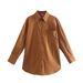 Women's Clothing 2025 Summer New Loose Cotton Pocket Decorated Long Sleeve Shirt Top B88281_ecoleips.com