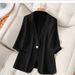 Women's Clothing Street Suit Jacket Spring And Summer Slim Plus Size Fat MM 200 Pounds Thin Three Quarter Sleeve Suit_ecoleips.com