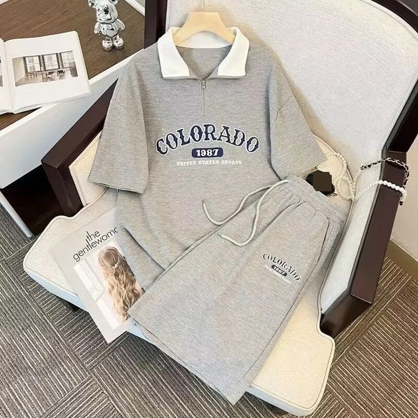 Women's Clothing Sportswear Suit Casual Design Niche Short Sleeved Shorts Two Piece Suit_ecoleips.com