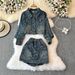 Retro Hong Kong Style Denim Shorts & Printed Jacket Set – Vintage-Inspired 2-Piece Outfit For Women (S-L)_ecoleips.com