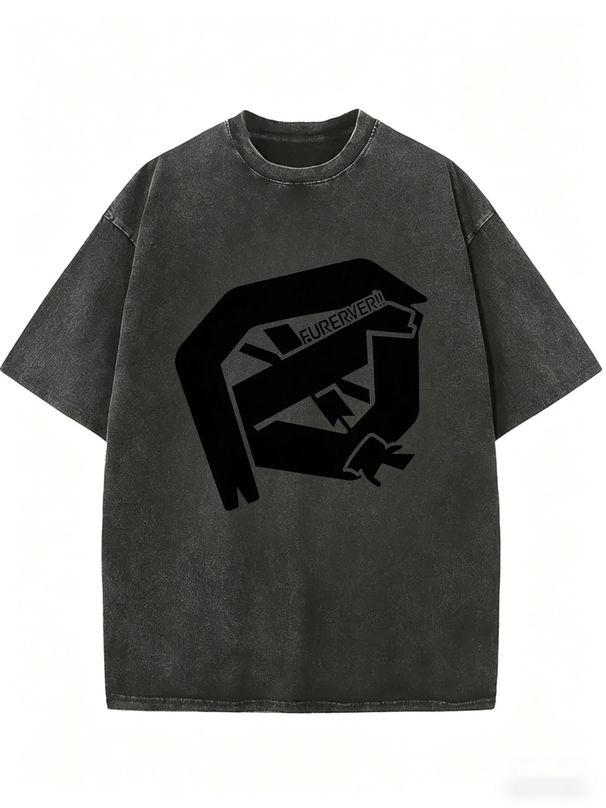 Women's Loose Fit Vintage Tee, Washed Finish Short Sleeve Top For Street Style And Summer Comfort_ecoleips.com
