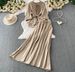 Women's French Style Relaxed Fit Shirt And High Waisted Skirt Two Piece Set With Tie Waist Three Quarter Sleeves Style_ecoleips.com