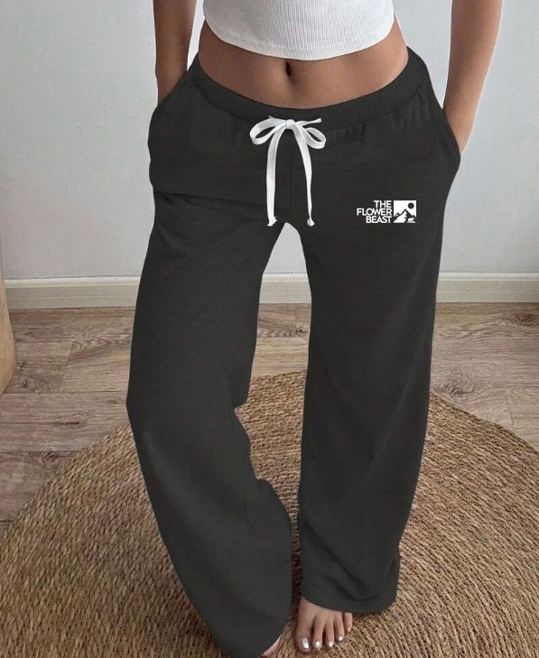 Women's Contrast Ribbed Sports Pants - Mid-Waist Drawstring Casual Wear-9_ecoleips.com