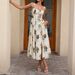Slip Dress Sexy Print High Slit Backless Turtleneck Long Dress For Women Style_ecoleips.com