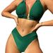 Women's Clothing Sexy Bikini Halter Neck Ladies Split Swimsuit Solid Color_ecoleips.com