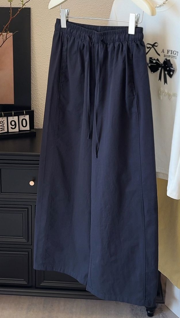 K Wide Leg Pants, Casual Cropped Pants, Thin And Loose Pants, Paper Pants_ecoleips.com