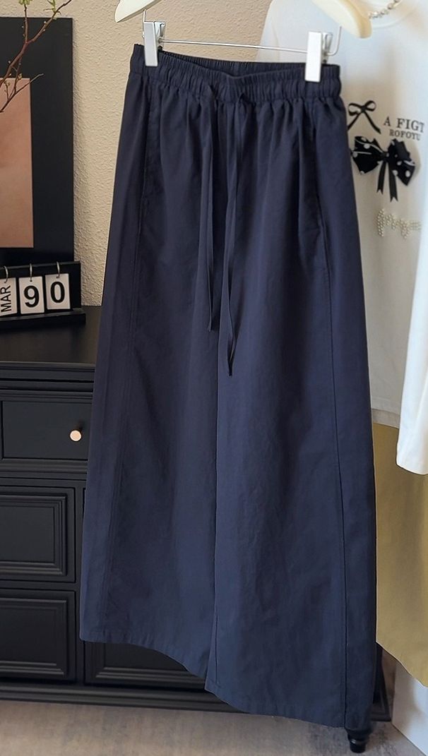 K Wide Leg Pants, Casual Cropped Pants, Thin And Loose Pants, Paper Pants_ecoleips.com