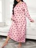 Aria Basics Aria Basics 2024 European And American Plus Size Women's Sleeve Butterfly Heart Leopard Print Off-Shoulder Long Nightgown Dress_ecoleips.com