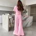 Summe New Knitted Heat Pint Shot Sleeve Long Pants Pajama Set Euopean And Ameican Comfotable Women's_ecoleips.com