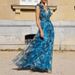 Bohemian Floral Printed Lolita Big Swing Maxi Dress European American Style Holiday Vacation Beach Casual Dress_ecoleips.com