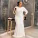 Women's Clothing Fashion Rhinestone Dress Plus Size Rhinestone Evening Dress – Polyester Bodycon Midi Dress For Women (White/Red/Green)_ecoleips.com