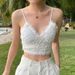 Lace Trim Bralette Top Women's Camisole V-Neck Smocked Back Strappy Tanks And Camis Summer Outfit Teen-girl Barbiecore Aesthetic_ecoleips.com