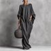Women's Clothing Retro Long Sleeve Off-Shoulder Casual Dress Elegant Solid Color Thin Summer Fashion For Adult Ladies_ecoleips.com