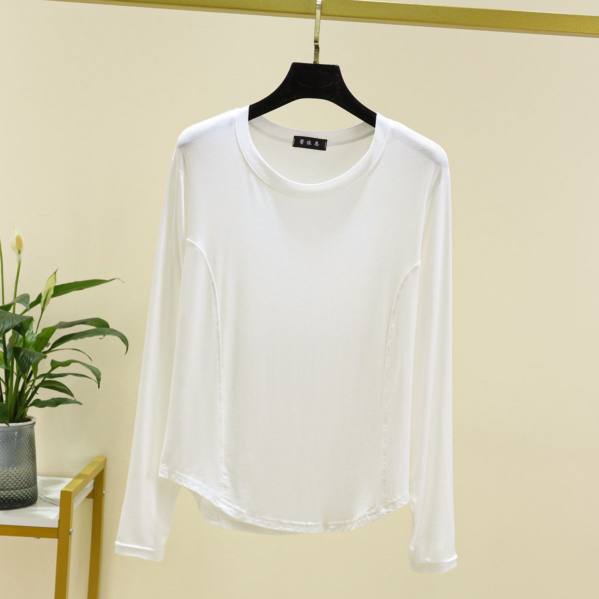 Modal Women's Large Size Round Neck Long-sleeved T-shirt Spring And Autumn Thin Long-sleeved Bottoming Shirt Casual Outerwear Top_ecoleips.com