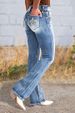 High-Waisted Stretch Flare Jeans – Women’s Vintage Washed Denim Pants With Bootcut Silhouette & Medium Elasticity (S-XXL, Classic Blue)_ecoleips.com