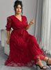 Plus-size Women's Butterfly Mesh Ruffle Sleeve Elegant Dress_ecoleips.com