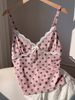 Pink Lace Trim V-neck Polka-dot Spaghetti Strap Vest For Women, Perfect For Summer, Versatile Top._ecoleips.com