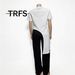 Summer New Style Women's T-Shirt Set Irregular round Neck Short Sleeve Tassel Decoration Printed Letters Paired with Black Straight Leg Pants_ecoleips.com