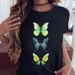 Eurean And American Cross-border Foreign Trade Women's Clothing Butterfly Tree Print Round Neck Short-sleeve T-shirt_ecoleips.com