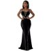 Women's Clothing Sexy Hot Diamond Mesh See Through Stitching Lace Hip Wrapped Elastic Suspender Dress_ecoleips.com