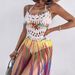 Women's Clothing Fashion Trend Colorful Spaghetti Straps Hollow Tassel Hem Dress_ecoleips.com