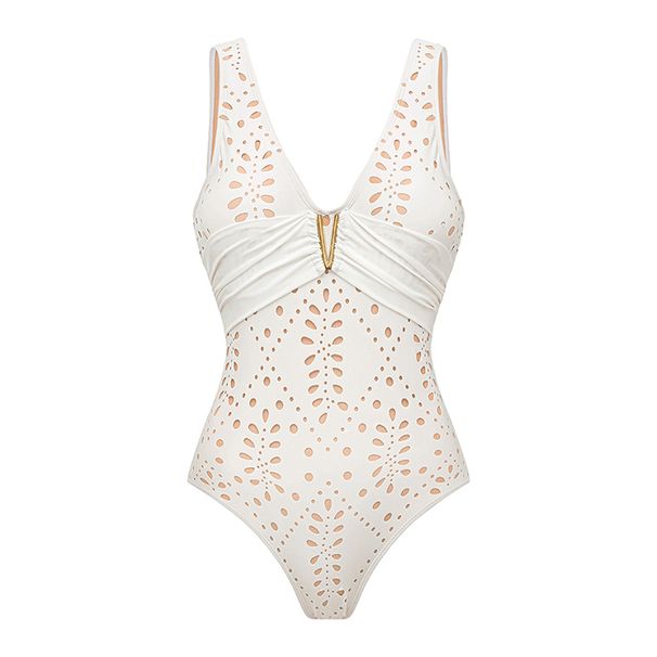 Women's Nylon Solid Color Laser Cut Swimsuit Sexy One Piece Two Piece Swimwear For Spring/Summer Vacation Fashionable And Simple Design_ecoleips.com