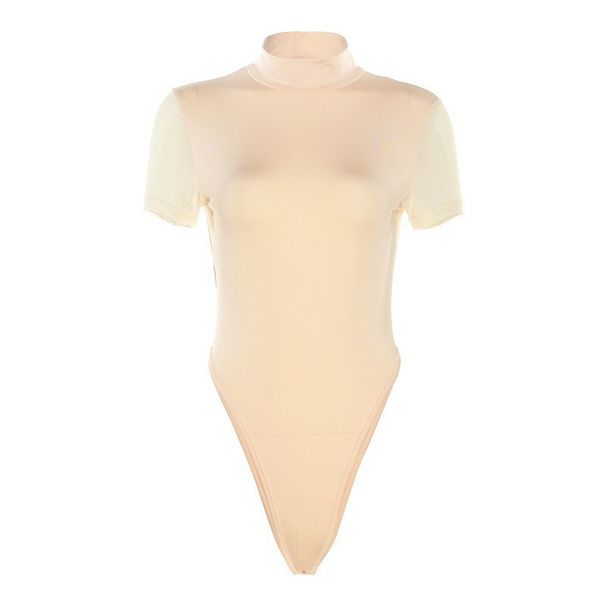 Spring/Summer Women's round Neck Short Sleeve Top Backless Slim Fit Fashion T-Shirt for Jumpsuits & Rompers_ecoleips.com