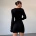 Women's Elegant Solid Color Dress with Long Sleeves And Butterfly Hollow Design European American Style Slim Fit Sexy Fashion High End_ecoleips.com