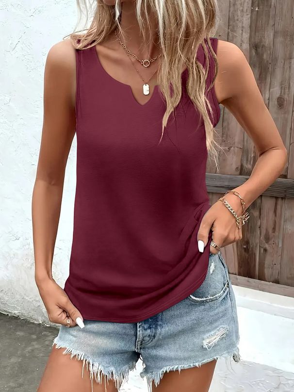 Casual Women's Sleeveless V Neck Tank Top Loose Fit Lightweight Breathable Blouse For Summer Beach Vacation Office Daily Wear_ecoleips.com