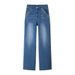 Blue Wide-leg Jeans For Women, Loose Fit, High-waisted, Slimming, Narrow Straight-leg Pants, Popular This Year, New_ecoleips.com