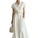 Women's Spring/Summer Fashion Casual Two Piece Set Solid Color Shirt And Wide Leg Pants Style_ecoleips.com