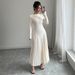 New Long Sleeved Knitted Long Skirt Pleated Dress Elegant Slim Versatile Fashion Temperament_ecoleips.com