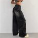 American High Women Trendy Brand Street Pants Five-Pointed Star Embroidery Elastic Waist Loose Straight Jeans Spring_ecoleips.com