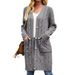 Longline Knit Cardigan With Pockets – Chunky Cable Stitch Open Front Coat For Women (Grey, S-XL) | Cozy Oversized Winter Sweater_ecoleips.com
