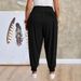 Women's Classic Black Harem Pants Elastic Waistband Side Pockets Soft Milk Silk Feel Comfortable Casual Wide Leg Trousers_ecoleips.com