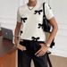 Women's Color Block Bow Detail Jacquard Sweater – Round Neck, Lightweight & Stylish (S-XL)_ecoleips.com