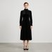 Freeacy Women's Elegant Black Velvet Turtleneck Long Sleeve A-Line Midi Dress Formal Evening Party Swing Dress For Banquet_ecoleips.com