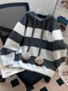 Striped Hooded Sweater – Oversized Pullover Knit With Contrast Trim (One Size, Red/Gray, Cozy Arctic Fleece Blend For Winter, Korean Lazy Style)_ecoleips.com